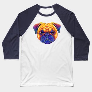 Colorful Rainbow Pug Dog Baseball T-Shirt